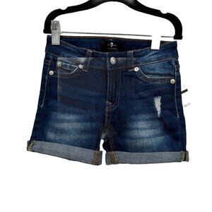 7 For All Mankind Girl's Distressed Cuffed Bermuda Denim‎ Jean Shorts size 5